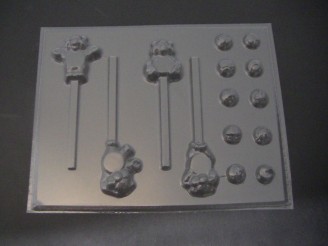 317sp Caring Bears with Bellies Chocolate Candy Lollipop Mold